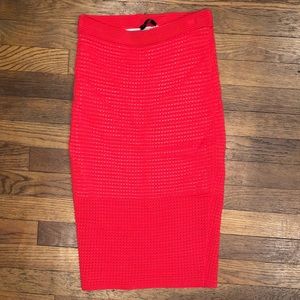 Bebe midi skirt hibiscus red size small